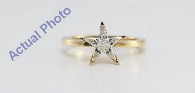 Main image of 18k Yellow Gold Kite Cut Invisible Setting Multi Stone Star Shaped Diamond Solitaire Engagement Ring (0.39 Ct, G Color, VS Clarity)