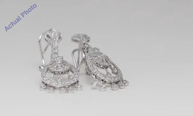 Main image of 14k Gold Round Bezel Setting White Diamond Vintage Filigree French Clip Earrings (0.55 Ct H SI1 Clarity)