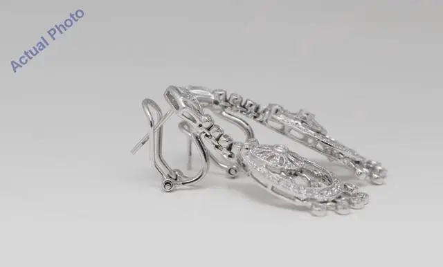 Alt view image 3 of 4 - 14k Gold Round Bezel Setting White Diamond Vintage Filigree French Clip Earrings (0.55 Ct H SI1 Clarity)