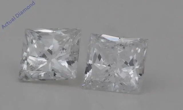 Alt view image 4 of 4 - A Pair of Princess Cut Loose Diamonds (0.63 Ct,F Color,I1 Clarity)