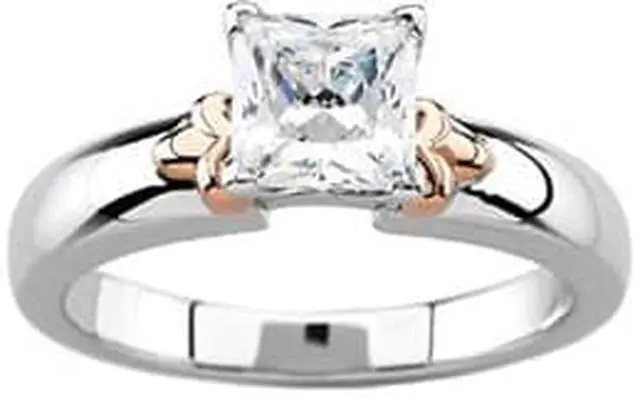Main image of Princess Diamond Solitaire Engagement Ring,14k Rose and white gold (0.71 Ct,H Color,VS2 Clarity) GIA