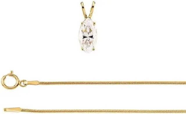 Main image of Marquise Diamond Solitaire Pendant Necklace 14K Yellow Gold 0.53 Ct,F Color,SI3 Clarity