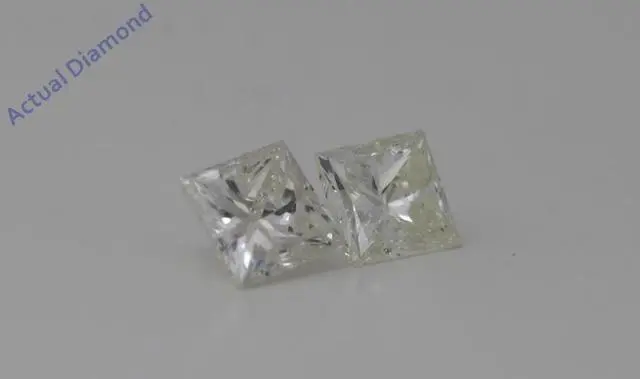 Alt view image 2 of 4 - A Pair of Princess Cut Loose Diamonds (0.64 Ct,J Color,SI2 Clarity)