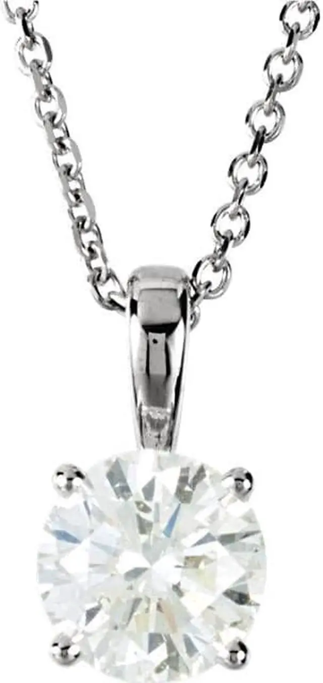 Main image of Round Diamond Solitaire Pendant Necklace 14K White Gold (0.43 Ct,F Color,SI2 Clarity) GIA Certified