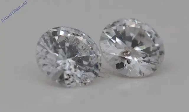 Alt view image 2 of 4 - A Pair of Round Cut Loose Diamonds (0.56 Ct,G Color,I1 Clarity)