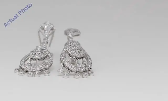 Alt view image 4 of 4 - 14k Gold Round Bezel Setting White Diamond Vintage Filigree French Clip Earrings (0.55 Ct H SI1 Clarity)