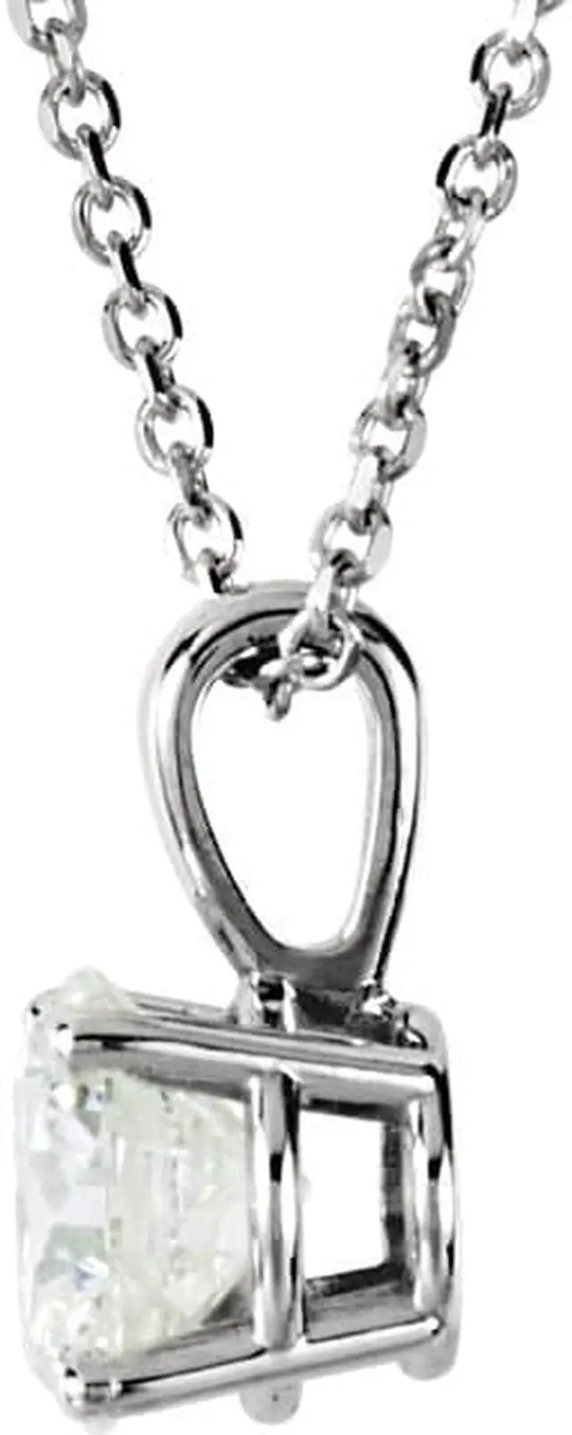 Alt view image 2 of 3 - Round Diamond Solitaire Pendant Necklace 14K White Gold (0.43 Ct,F Color,SI2 Clarity) GIA Certified