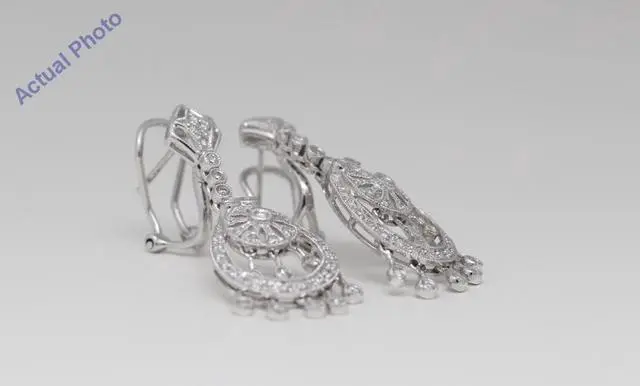 Alt view image 2 of 4 - 14k Gold Round Bezel Setting White Diamond Vintage Filigree French Clip Earrings (0.55 Ct H SI1 Clarity)