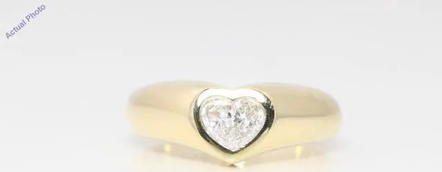 Alt view image 4 of 4 - 18k Yellow Gold Pear Diamond Two-Stone Invisible Setting Heart Shaped Solid Ring (0.42 Ct H SI1/2 Clarity)