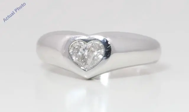Alt view image 4 of 4 - 18k White Gold Pear Diamond Two-Stone Invisible Setting Heart Shaped Solid Ring (0.39 Ct H SI1 Clarity)