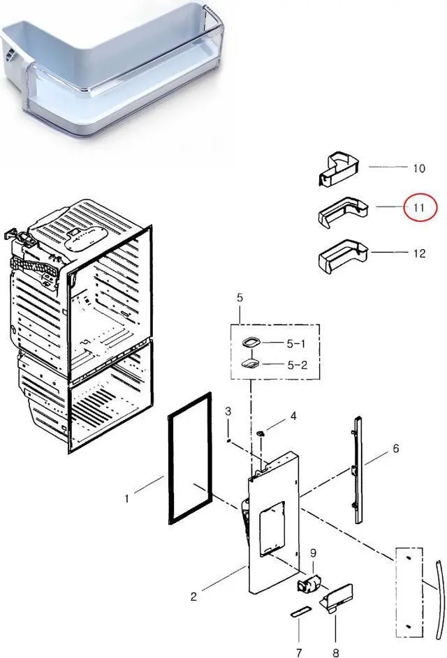 Alt view image 2 of 3 - Samsung DA97-11478A Door Shelf Bin (Middle Left)