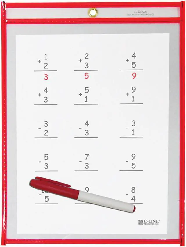 Alt view image 5 of 20 - C-Line Dry Erase Pocket Reusable 9"x12" 30/BX Red 40814