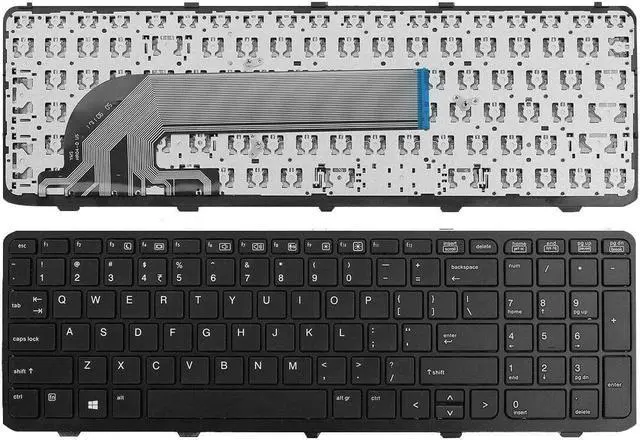 Main image of New Black US Laptop Keyboard with Frame for HP Probook 450 G0 G1 G2, 455 G1 G2, 470 G0 G1 G2 Non Backlit