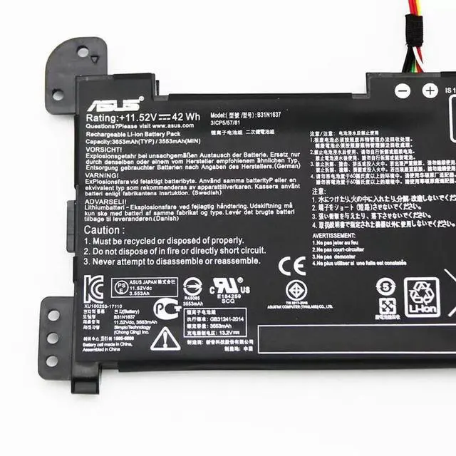 Alt view image 3 of 3 - B31N1637 Battery Compatible with ASUS VivoBook X510 X510U X510UA X510UAR X510UQ X510UF S510U S510UA S510UF S510UQ S510UN S510UR F510 F510U F510UA F510UQ F510QA F510UN F510UR [11.52V 42Wh]
