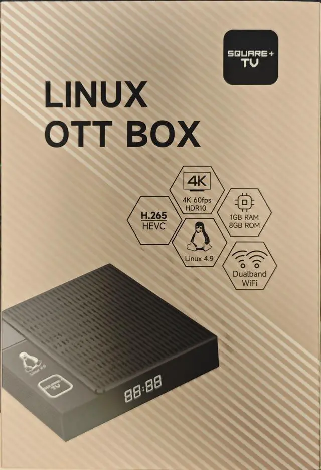 Main image of SQUARE+ TV Set-Top Box - 4K HDR TV Streaming Device with 1GB RAM, 8GB ROM, Dolby Digital Plus, Linux 4.9, Dual-Band WiFi, USB 2.0 with LIXSUNTEK® Ethernet Cable