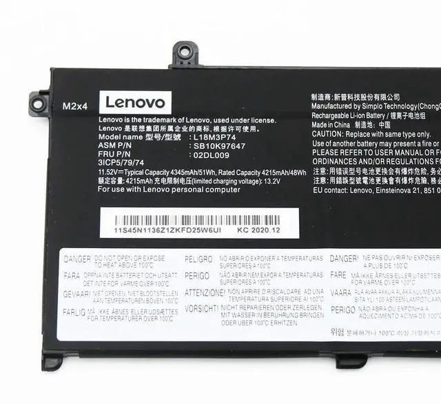 Alt view image 3 of 3 - L18M3P73 L18M3P74 Laptop Battery Replacement for Lenovo ThinkPad T490 T495 P43S T14 P14s 1st Gen Series Notebook 5B10W13905 02DL007 02DL008 L18C3P72 L18L3P73 L18M4P73 11.52V 51Wh 4345mAh