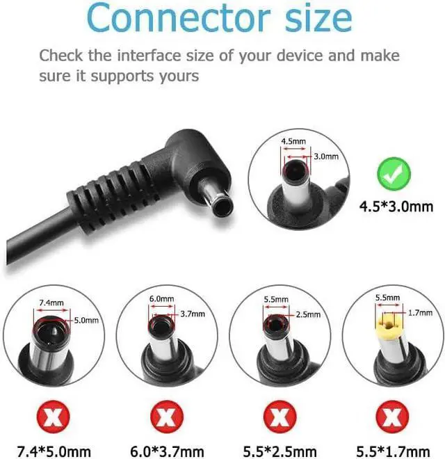 Alt view image 3 of 3 - Charger Adapter for MSI Thin 15 Series B12UC B12UCX B12UDX B12VE B12VF B12VG B13UC B13UCX B13UDX B13VE B13VF B2RUDX B2RVE MS-16R8