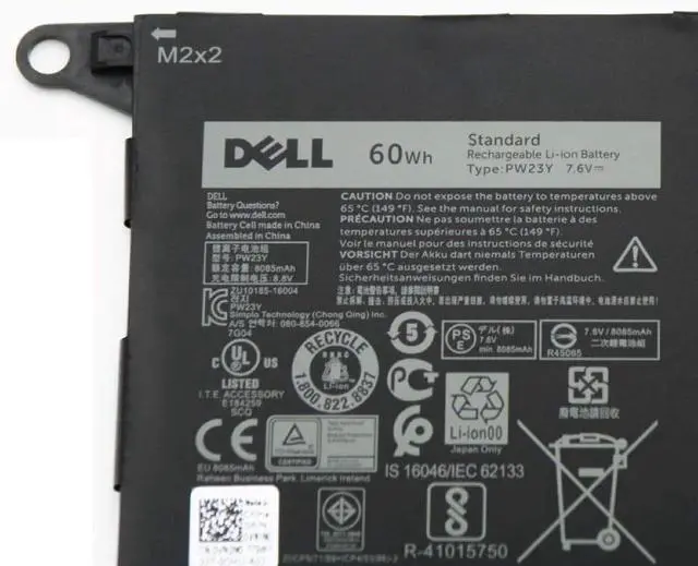 Alt view image 2 of 3 - 7.6V 60Wh PW23Y Laptop Battery for Dell XPS 13 9360 13.3" InfinityEdge P54G002 13-9360-D1605G 13-9360-D1605T 13-9360-D1609 13-9360-D1609G 13-9360-D1705G TP1GT RNP72 0RNP72