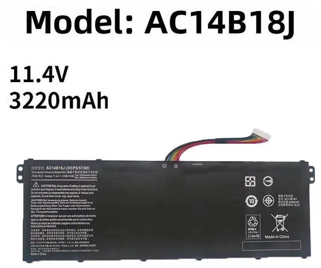 Alt view image 3 of 3 - Laptop/Notebook Replace Battery for AC14B18J Acer Chromebook 11 CB3-111 13 CB5-311 15 C910 cb5-571-58hf Aspire E3-111 ES1-512 Gateway NE512 TravelMate B115-M Series Notebook