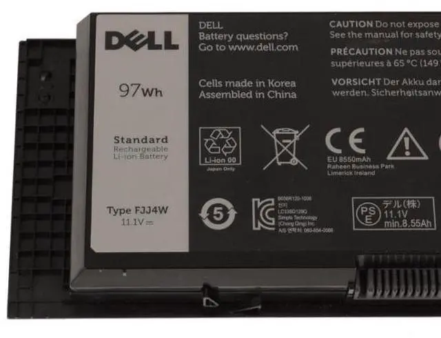 Alt view image 3 of 3 - New Laptop FJJ4W Battery for Dell Precision M4600 M4700 M4800 M6600 M6700 M6800 Series Battery Fits Type KJ321 R7PND RY6WH 7DWMT JHYP2 K4RDX PG6RC 0TN1K5 T3NT1 N71FM 11.1V/97Wh