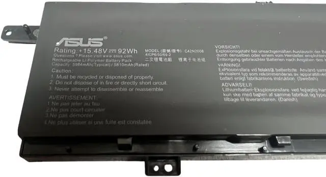 Alt view image 3 of 3 - C42N2008 Battery for Asus ZenBook Pro Duo 15 OLED UX582 UX582L UX582LR UX582HM UX582HS UX582ZW UX582LR-1BH2 UX582LR-H2002R UX582LR-BP1979R UX582LR-H2002TS 15.48V 92Wh