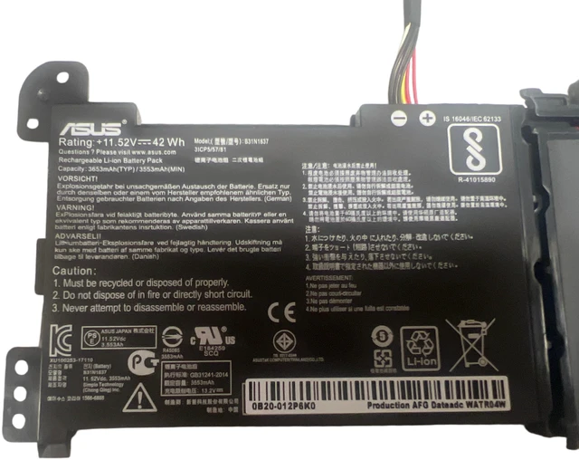 Alt view image 3 of 3 - B31N1637 Battery For Asus VivoBook S15 S510UF S510UN S510UQ F510QA F510UF K510UQ