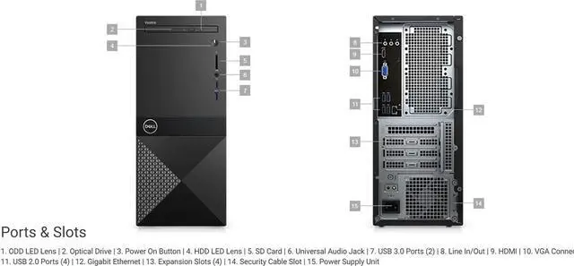 Alt view image 7 of 7 - Dell Vostro 3471 Small Form Factor Desktop with Intel Core i5-9400 Upto 4.1GHz, Intel UHD Graphics 630 4K Support, 8GB RAM, 256GB M.2 SSD, HDMI, Wi-Fi, Bluetooth - Windows 10 Pro - OEM
