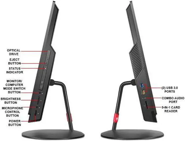 Alt view image 3 of 3 - Lenovo ThinkCentre M900z AIO, 23.8 FHD, Intel i5-6500 Upto 3.6GHz, 16GB RAM, 512GB SSD, Webcam, DVDRW, DisplayPort, Windows 10 Pro