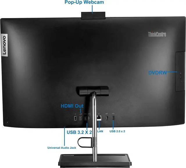 Alt view image 2 of 7 - Lenovo ThinkCentre Neo 30a Gen 3 All-in-One 27" FHD Computer, Intel i7-1260P, 32GB RAM, 2TB NVMe SSD, USB 3.2, WiFi, Bluetooth, Webcam, Windows 11 Pro, Black, AIO Desktop
