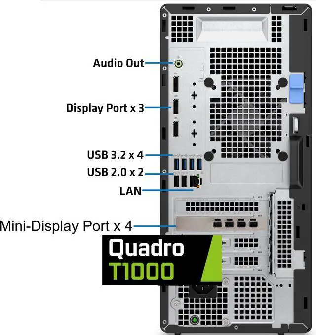 Alt view image 2 of 5 - Dell Optiplex 7020 PLUS Tower Computer, Intel Core i9-13900K, 32GB RAM, 1TB NVMe SSD, NVIDIA QUADRO T1000 8GB, 6-Monitor Support, DP, HDMI, DVDRW, USB-C 20 Gbps, WiFi, BT, Windows 11 Pro, Desktop