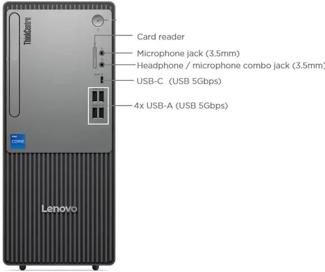 Alt view image 2 of 6 - Lenovo ThinkCentre Neo 50T Gen 5 Tower Computer -, Intel Core i9-12900KF, 32GB RAM, 512GB NVMe SSD+1TB SSD,Nvidia Quadro P620 2GB,HDMI, VGA, USB-C, Card Reader, AX Wi-Fi, BT, Windows 11 Pro