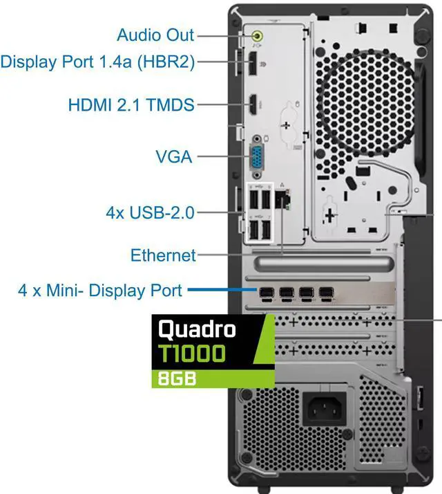 Alt view image 3 of 6 - Lenovo ThinkCentre Neo 50T Gen 5 Tower Computer - Intel Core i7-12700K, 64GB Ram, 2TB NVMe SSD, Nvidia Quadro T1000 8GB, HDMI, VGA, USB-C, Card Reader, Wi-Fi, BT, Windows 11 Pro