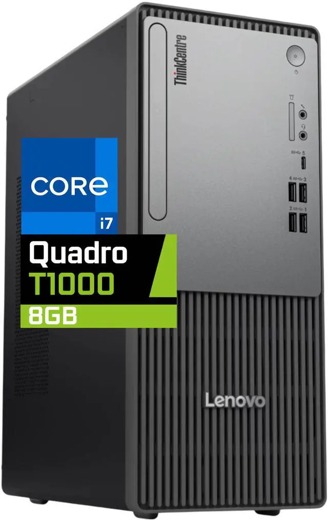 Main image of Lenovo ThinkCentre Neo 50T Gen 5 Tower Computer - Intel Core i7-12700K, 64GB Ram, 2TB NVMe SSD, Nvidia Quadro T1000 8GB, HDMI, VGA, USB-C, Card Reader, Wi-Fi, BT, Windows 11 Pro