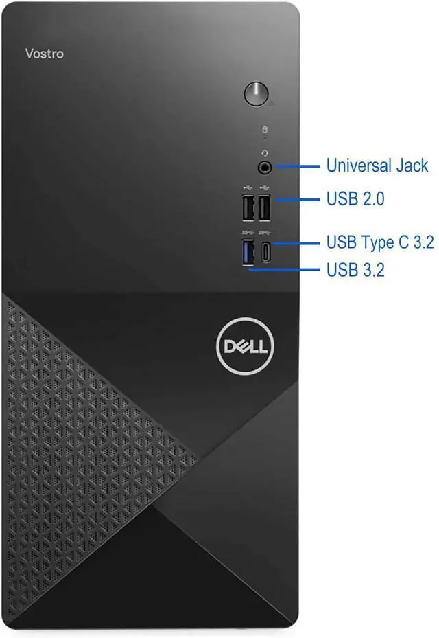 Alt view image 2 of 6 - Dell Vostro 3030 Tower Computer - Intel Core i3-14100 (Beats i5-11400), 32GB RAM, 512GB NVMe SSD, Intel UHD Graphics 730, USB C,  2-Monitor Support, DisplayPort, HDMI, Wi-Fi, BT, Windows 11 Pro
