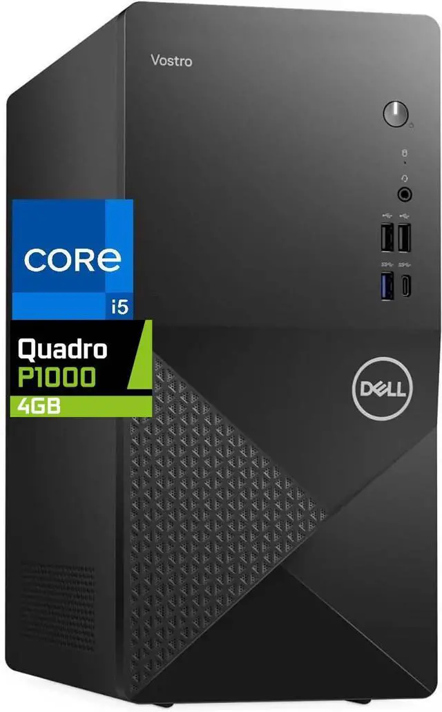 Main image of Dell Vostro 3030 Tower Computer - Intel Core i5-12400, 64GB RAM, 1TB NVMe SSD, NVIDIA Quadro P1000, USB C, DisplayPort, HDMI, Built in Wi-Fi, Bluetooth, Windows 11 Pro - AI Copilot