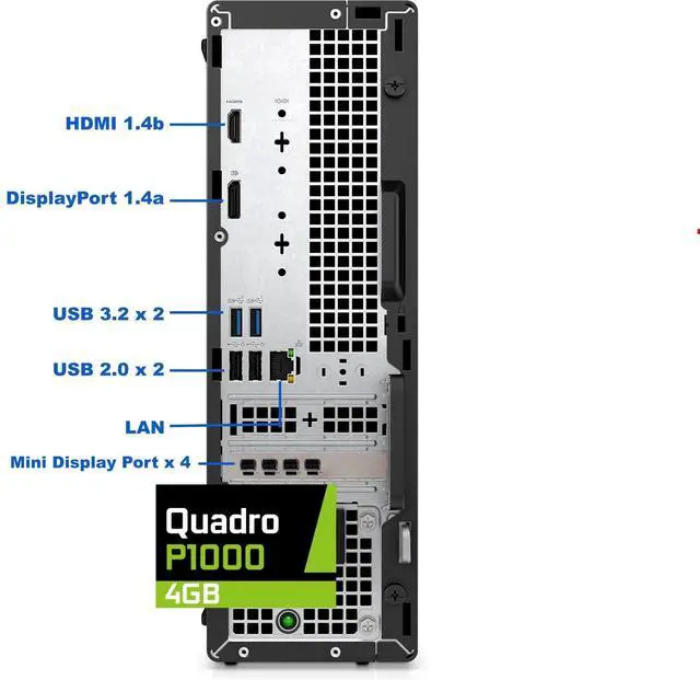 Alt view image 3 of 6 - Dell OptiPlex 7020 Desktop SFF, Intel Core i7-12700KF, 64GB RAM, 1TB NVMe SSD, Nvidia Quadro P1000 4GB,Type-C, WiFi 6e, BT, DisplayPort, HDMI, 7000 Business Computer, Windows 11 Pro, Black