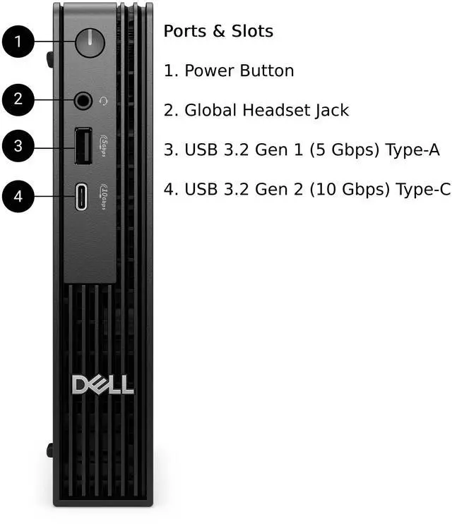 Alt view image 2 of 6 - Dell Pro Micro Computer- Intel Core i5-14500T, 16GB RAM, 256GB NVMe SSD, USB Type-C, Built in AX WiFi, BT, Display Port, HDMI, Windows 11 Pro - AI Copilot, Black Desktop