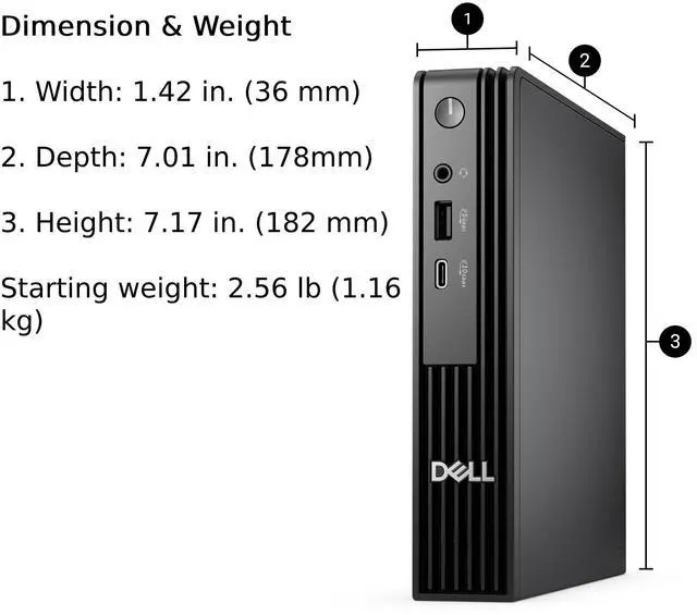 Alt view image 4 of 6 - Dell Pro Micro Computer- Intel Core i5-14500T, 16GB RAM, 256GB NVMe SSD, USB Type-C, Built in AX WiFi, BT, Display Port, HDMI, Windows 11 Pro - AI Copilot, Black Desktop