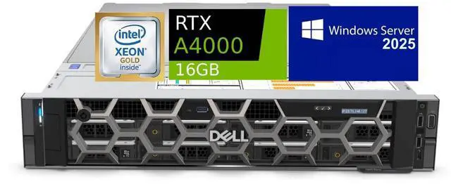 Main image of Dell Precision 7920 Rack Server, Dual Intel Xeon Gold 6246 (24 Cores Total), 256GB RAM, 4x 4TB 2.5" SSD, Raid 5, Nvidia RTX A4000 16GB Graphics, Windows Server 2025, High-Performance PC Workstation
