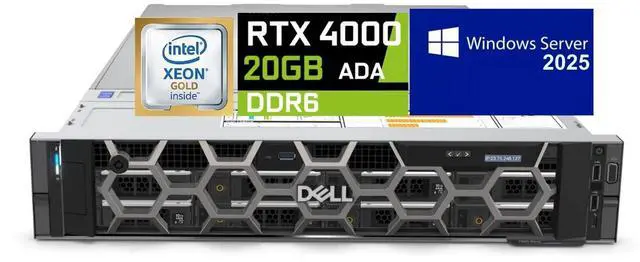 Main image of Dell Precision 7920 Rack Server, Dual Intel Xeon Gold 6246 (24 Cores Total), 256GB RAM, 4x 4TB 2.5" SSD, Raid 5, Nvidia RTX 4000 ADA 20GB Graphics, Windows Server 2025, High-Performance PC Workstation