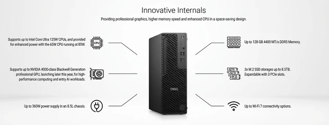 Alt view image 4 of 5 - Dell Pro Max Slim Desktop, Intel Core Ultra 5-235, 64GB DDR5 RAM, 2TB SSD, Intel Graphics, Wi-Fi 6, Windows 11 Pro, FCS1250 Next-Gen Precision Business Workstation PC