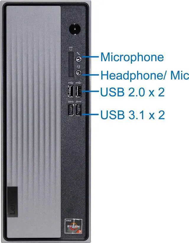 Alt view image 2 of 7 - Lenovo IdeaCentre 3 Desktop Computer, AMD Ryzen 3 3250U, 16GB RAM, 256GB NVMe SSD + 1TB HDD, HDMI, VGA, Wi-Fi, Bluetooth, Windows 11 Pro
