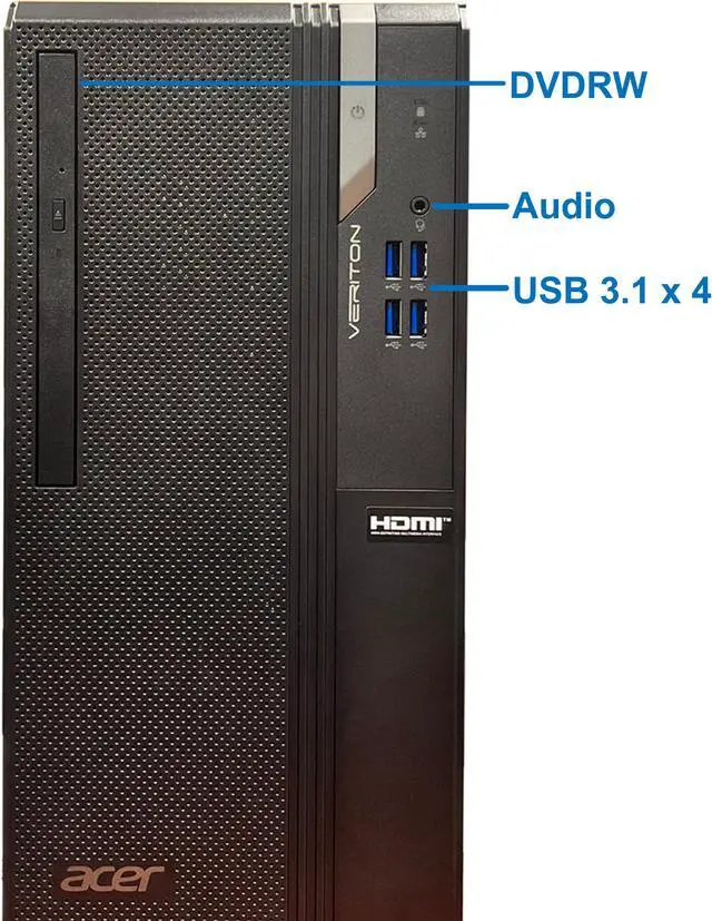 Alt view image 3 of 7 - Acer Veriton Tower Desktop Computer, Intel i7-12700K, 32GB Ram, 1TB NVMe SSD + 1TB HDD, 2- Monitor Support DisplayPort, HDMI, VGA, AC Wi-Fi, Bluetooth - Windows 11 Pro
