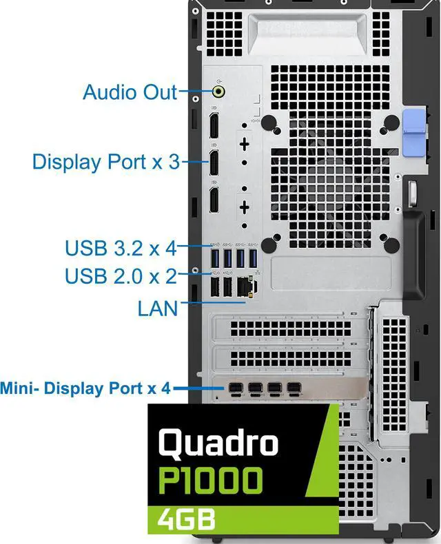 Alt view image 3 of 7 - Dell 7010 PLUS Optiplex Tower Computer, Intel i9-12900K, 64GB RAM, 4TB NVMe PCIe SSD, Nvidia Quadro P1000 4GB Graphics, 4 x Mini-DisplayPort, HDMI, Wi-Fi, BT, USB C, Windows 11 Pro, 7000 Desktop