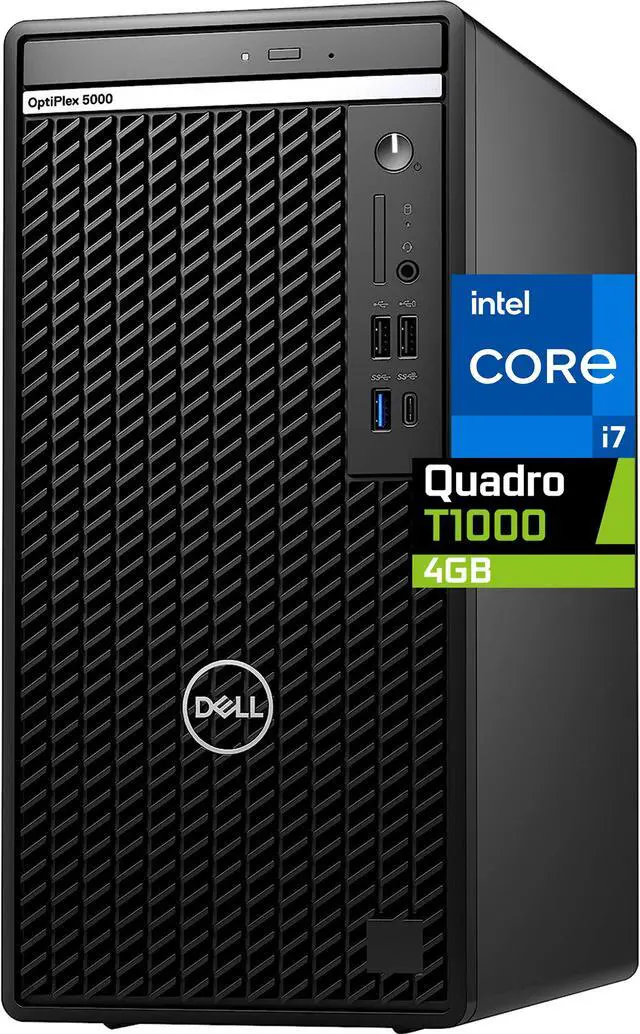 Main image of Dell Optiplex 7010 PLUS Tower Computer - Intel i7-12700K, 64GB RAM, 2TB NVMe SSD + 1TB HD, Nvidia QUADRO T1000 4GB, DisplayPort, HDMI, DVDRW, Wi-Fi, BT, USB-C 10GBps, Windows 11 Pro, 7000 Desktop