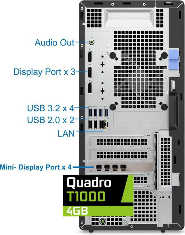 Alt view image 2 of 7 - Dell Optiplex 7010 PLUS Tower Computer - Intel i7-12700K, 64GB RAM, 2TB NVMe SSD + 1TB HD, Nvidia QUADRO T1000 4GB, DisplayPort, HDMI, DVDRW, Wi-Fi, BT, USB-C 10GBps, Windows 11 Pro, 7000 Desktop