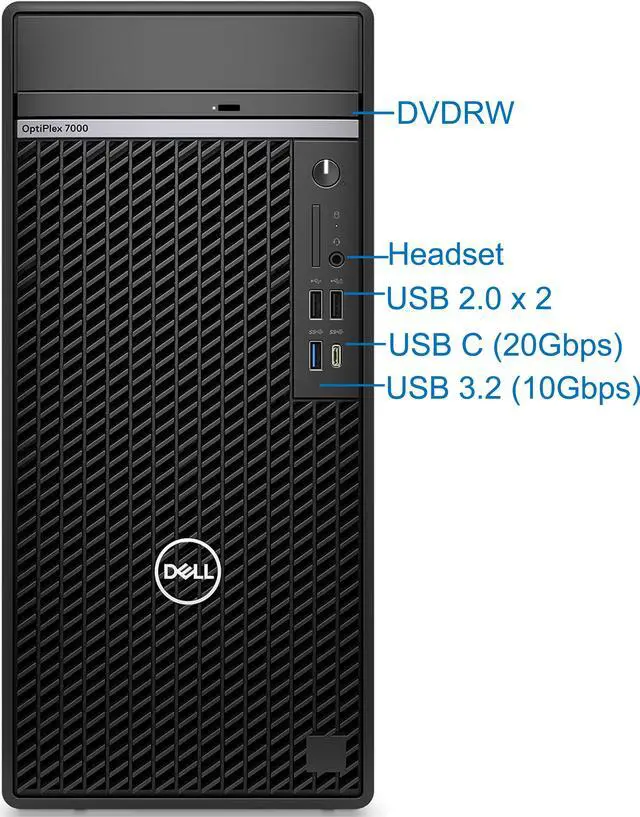 Alt view image 3 of 7 - Dell Optiplex 7010 PLUS Tower Computer - Intel i7-12700K, 64GB RAM, 2TB NVMe SSD + 1TB HD, Nvidia QUADRO T1000 4GB, DisplayPort, HDMI, DVDRW, Wi-Fi, BT, USB-C 10GBps, Windows 11 Pro, 7000 Desktop