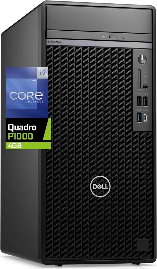 Main image of Dell Optiplex 7010 Tower Computer - Intel i9-12900K, 64GB RAM, 2TB NVMe SSD, Nvidia Quadro P1000 4GB, DisplayPort, HDMI, DVDRW, Wi-Fi, BT, USB-C 10GBps, Windows 10 Pro, 7000 series Desktop