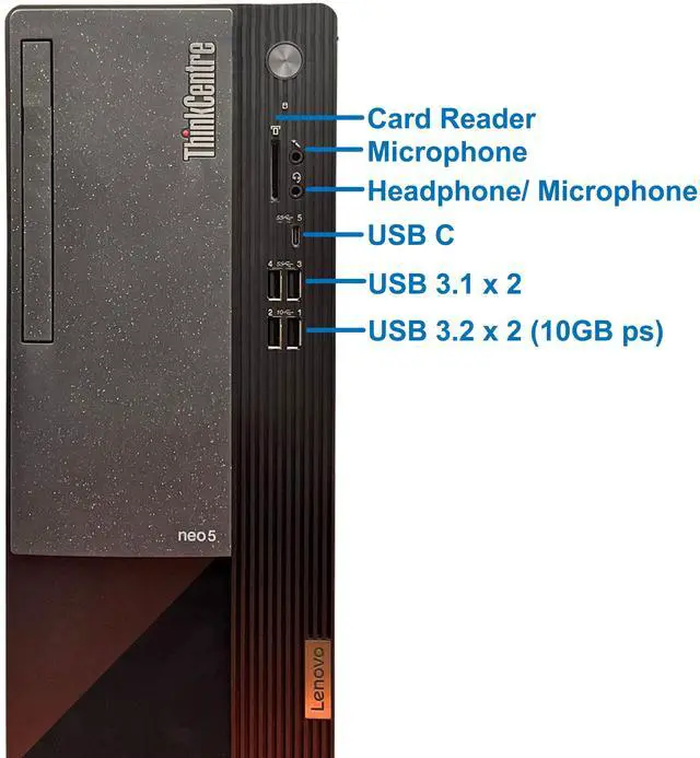 Alt view image 2 of 7 - Lenovo ThinkCentre Neo 50T Gen 4 Tower Computer - Intel i9-12900K, 16GB Ram, 512GB NVMe SSD, DisplayPort, HDMI, VGA,  USB Type-C, SD Card Reader, AX Wi-Fi, Bluetooth - Windows 11 Pro
