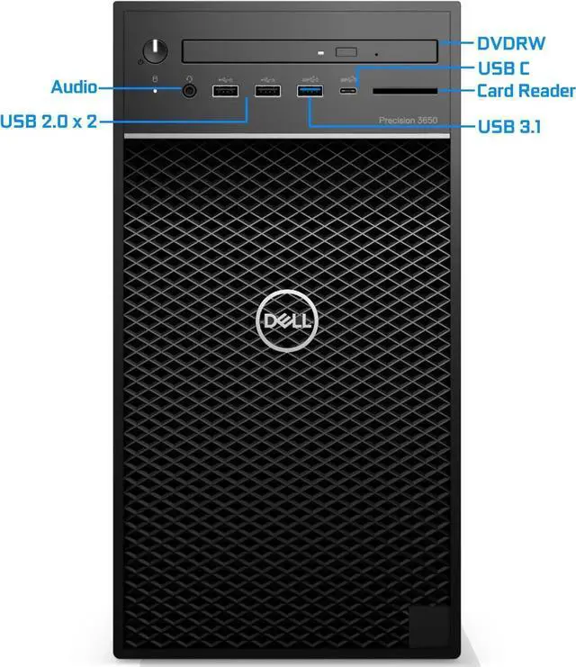 Alt view image 2 of 5 - Dell Precision 3650 Tower Workstation, Intel i9-11900 - 128GB RAM, 2TB NVMe SSD + 1TB HDD, NVIDIA Quadro T1000 8GB, DisplayPort, HDMI, USB C, WiFi, Bluetooth - Windows 11 Pro, Computer